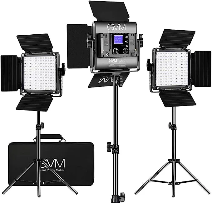 GVM RGB LED Video Lighting Kit, 800D Studio Video Lights with APP Control, Film lights Kit for YouTube Photography Lighting, 3 Packs Led Light Panel, Gaming, Conference, 8 Scene Lights, CRI 97+