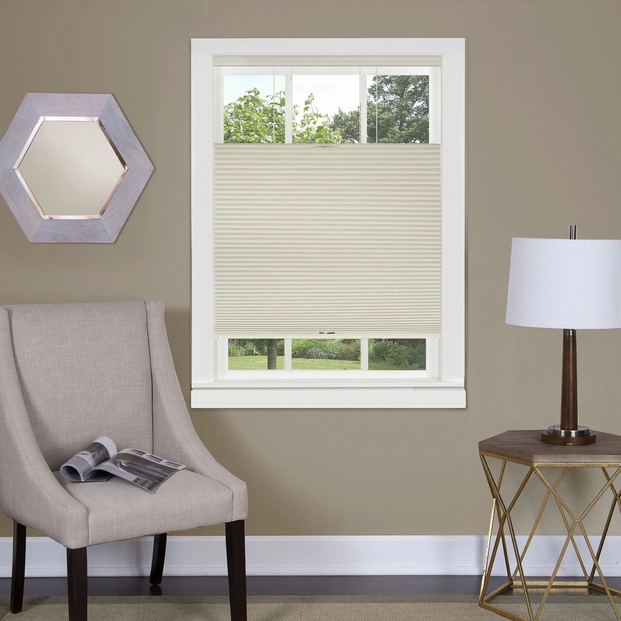 Achim Alabaster Top Down-Bottom Up Cordless Honeycomb Cellular Shade