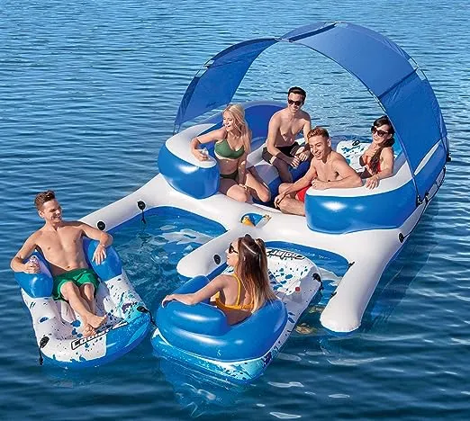 CoolerZ Tropical Breeze III Inflatable 8-Person Floating Island with UV Shade