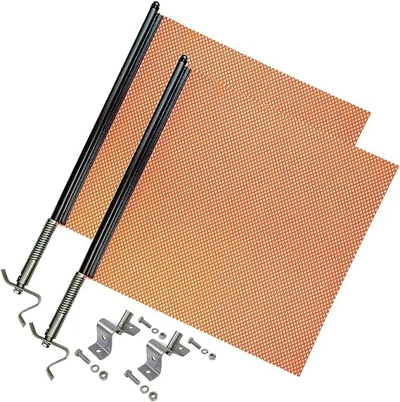 VULCAN Heavy Duty Spring Warning Flag Kit with Universal Mounting Bracket - Mesh Construction - 18 Inch - 2 Pack