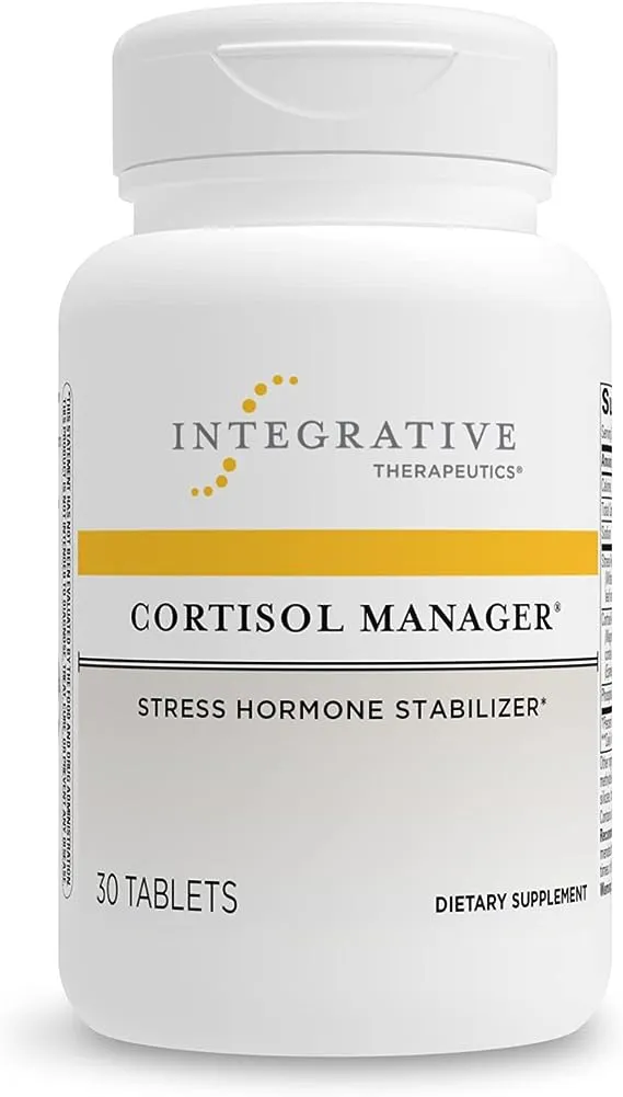 Cortisol Manager Allergen Free - Integrative Therapeutics - with Ashwagandha, L-Theanine - Reduces Stress to Support Sleep* - Supports Adrenal Health* - 30 Count