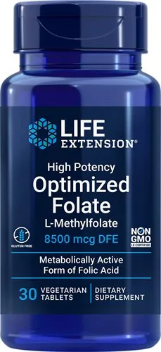 High Potency Optimized Folate, 8,500 mcg DFE, 30 Vegetarian Tablets, Life Extension