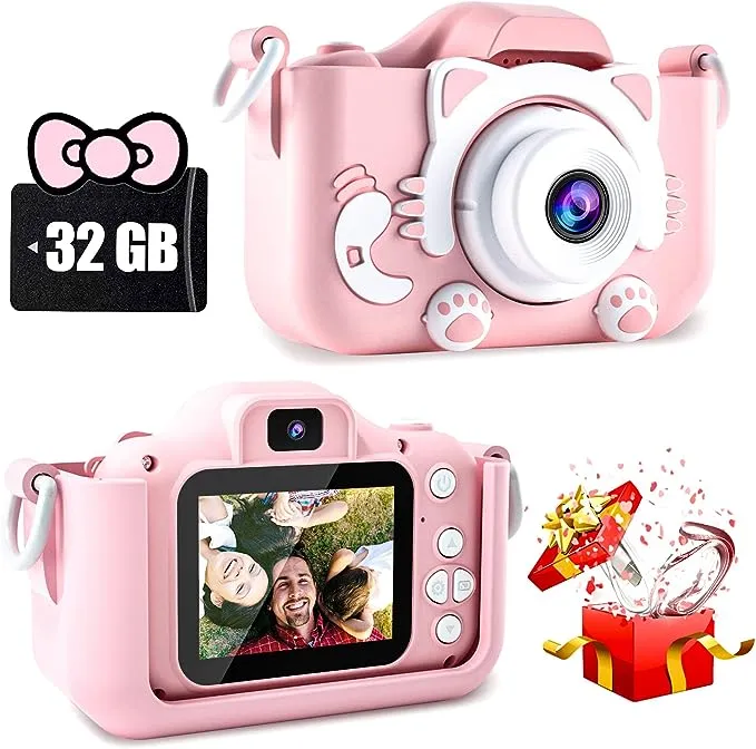 Kids Camera Toys for 3 4 5 6 7 8 9 10 11 12 Years Old Boys/Girls, Kids Digital Camera for Toddler with Video, Birthday Festival for Kids, Selfie Camera for Kids, 32GB TF Card