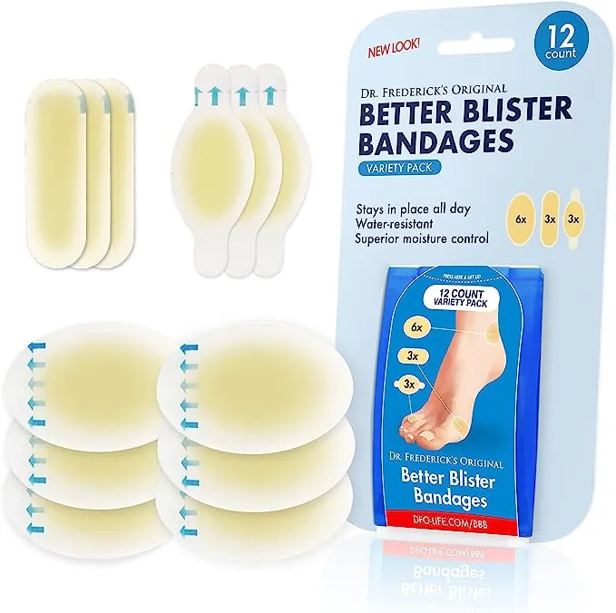 Better Blister Bandages - 10 Ct Heel Pack - Water Resistant Hydrocolloid Bandage