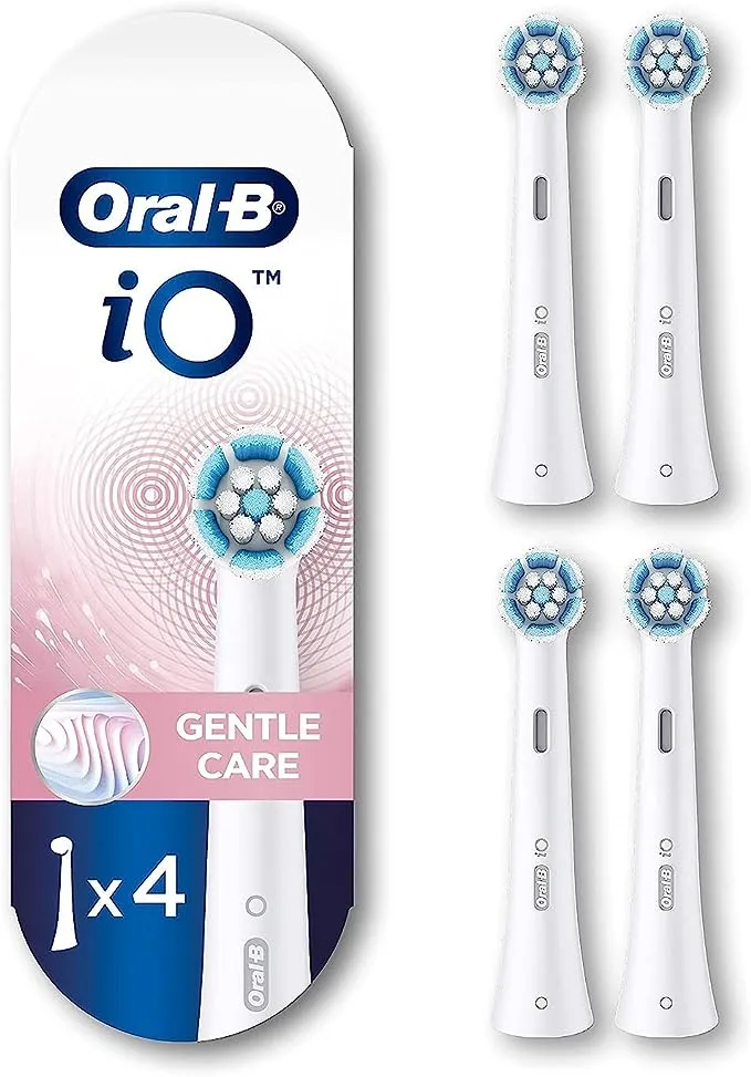 iO Series Gentle Care Replacment Brush Head for Oral-B iO Series Electric Toothbrushes, White, 4 Count