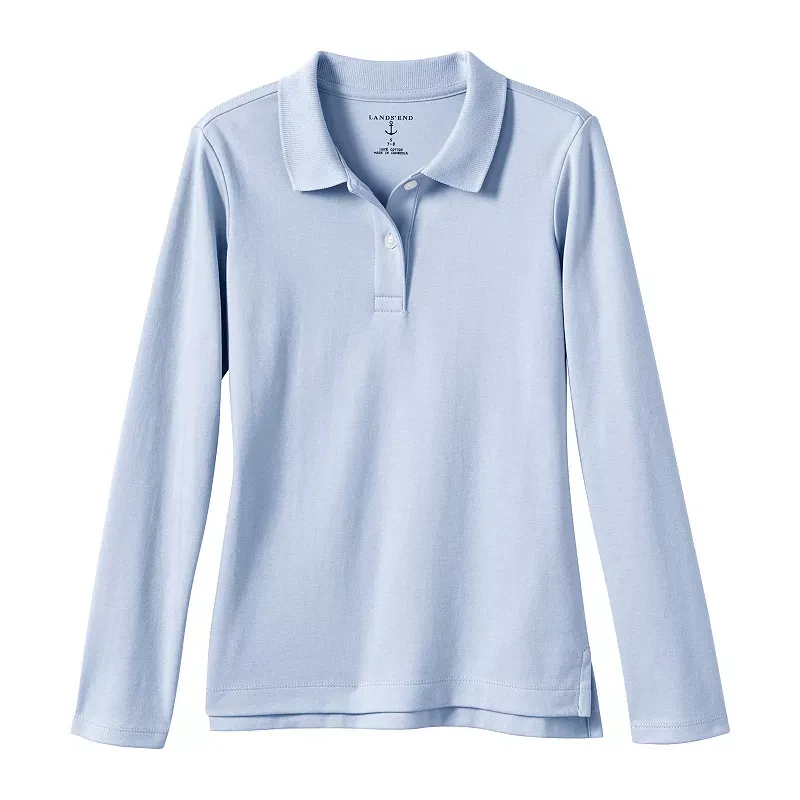 Lands' End Girls' Feminine Fit Long Sleeve Interlock Polo Shirt