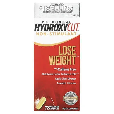 Hydroxycut Pro Clinical Non-Stimulant Weight Loss Supplements with Apple Cider Vinegar - 72.0 ea