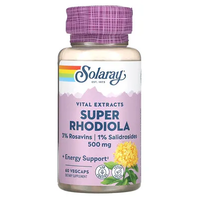 Solaray Super Rhodiola Extract, 60 Caps 500 mg