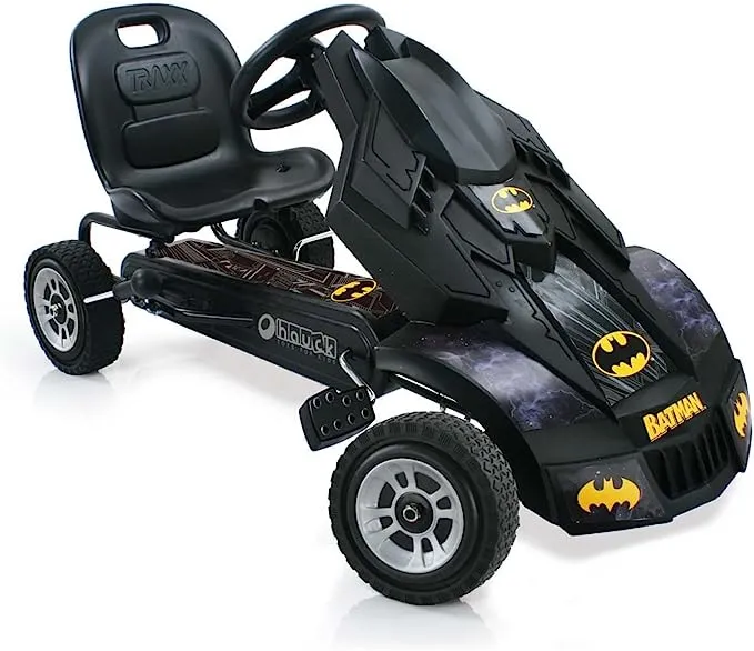 Hauck Batmobile Pedal Go Kart, Superhero Ride-On Batman Vehicle, Kids 4 and Older, Peddle & Patrol the Streets of Gotham just like Batman, Race-Styled Pedals & Rubber Wheels, Black