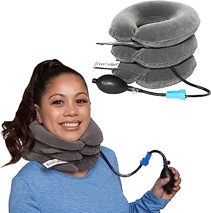 EverRelief Cervical Neck Traction Device - Inflatable & Adjustable Neck Collar -