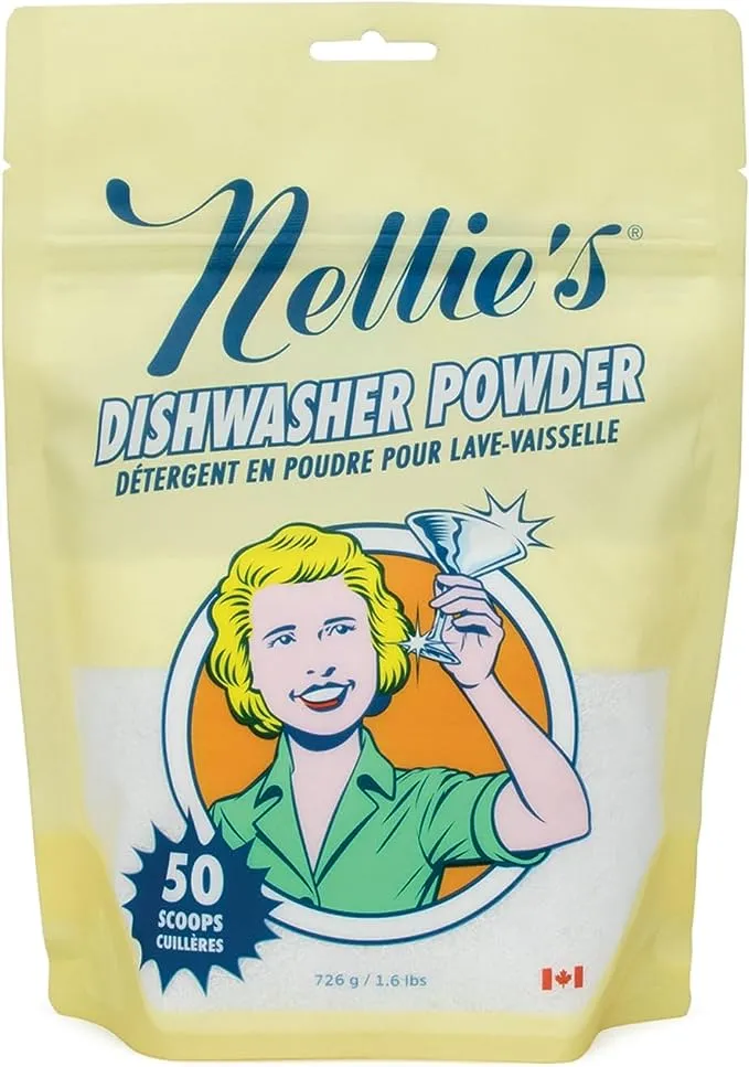 Nellie's Dishwasher Powder - Eco-Friendly Dishwasher Detergent - Plant-Based, Septic Safe, Biodegradable, & Fragrance Free - 100 Scoops 