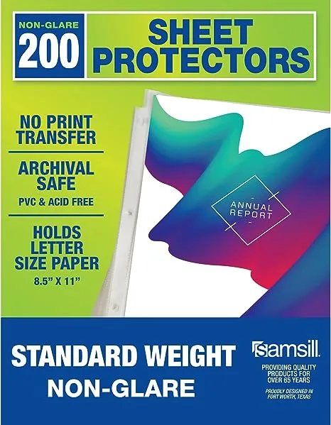 Samsill Sheet Protectors 8.5x11 .. Inch Page Protectors 3 .. Ring Binder