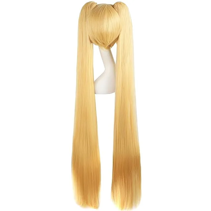 Vocaloid Miku Blue 2 Ponytails Straight Long Party Costume 120cm Cosplay Wigs