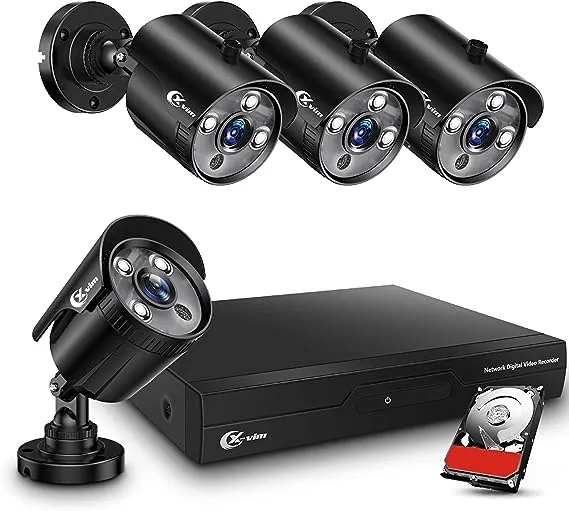 XVIM 8CH 1080P Home Security Camera System, H.264+1080P Indoor Outdoor CCTV Cameras, 4PCS Wired Outdoor Surveillance Cameras, 1TB Hard Drive, Night Vision, Remote Access, Smart Playback, Waterproof