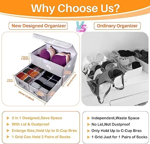 Sock Underwear Drawer Divider - Closet Organizers and Dresser Organizer Wardr...