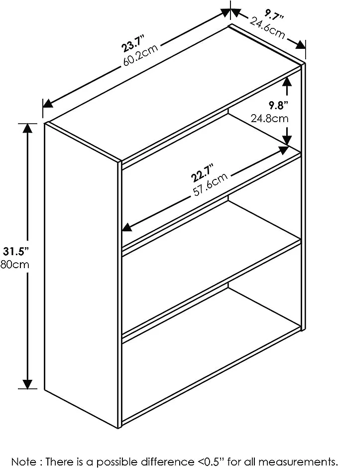 Furinno Pasir 3-Tier Open Shelf Bookcase, Espresso