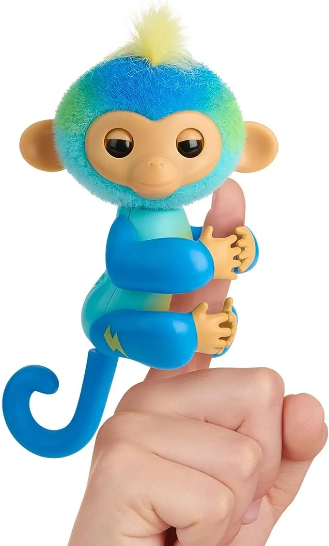 Fingerlings 2023 NEW Interactive Baby Monkey Reacts to Touch – 70+ Sounds & Reactions – Leo (Blue)