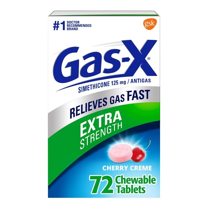 Gas X Antigas, 125 mg, Extra Strength, Chewable Tablets, Cherry Creme - 72 chewable tablets