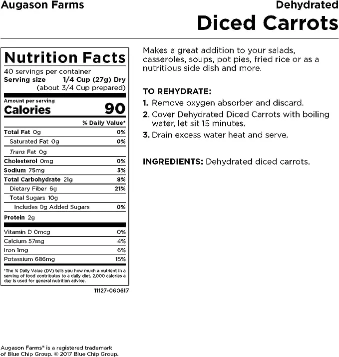 Augason Farms Dehydrated Diced Carrots