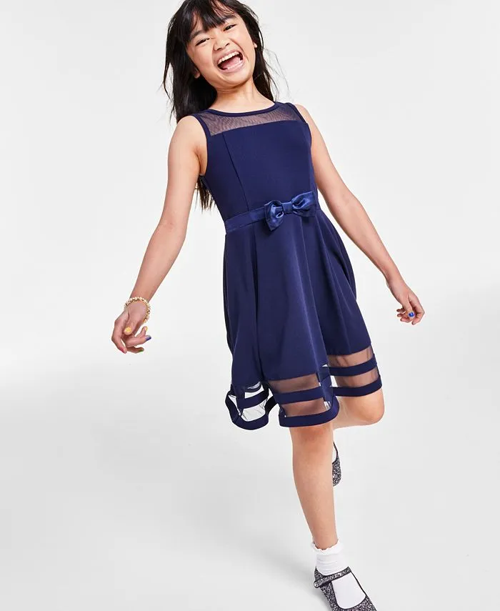 Calvin Klein Girls' Sleeveless Party Dress, Fit and Flare Silhouette, Round Neckline & Back Zip Closure