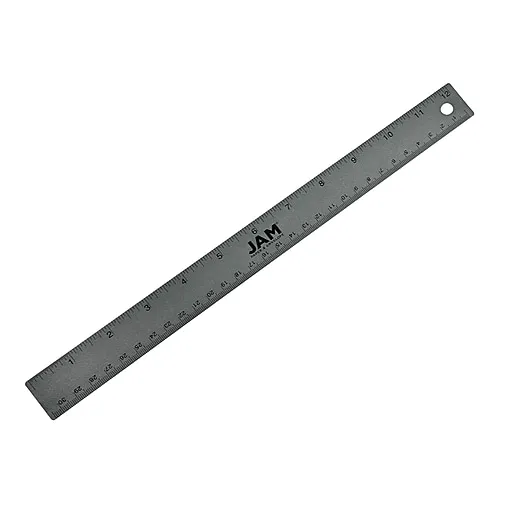 JAM Paper Stainless Steel 12&#034; Ruler Black (347M12BL)