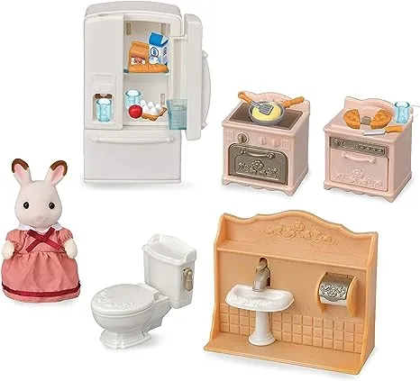 Calico Critters Playful Starter Furniture Set, Toy Dollhouse Furniture and Accessories Set with Figure Included