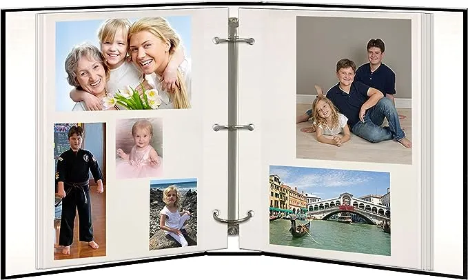 Magnetic Self-Stick 3-Ring Photo Album 100 Pages (50 Sheets), Black