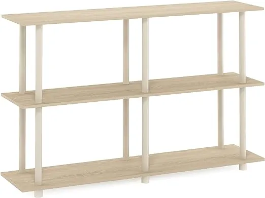 Furinno Besi 3 x 2 Industrial Multipurpose Shelf Display Rack with Metal Frame, Finn Oak