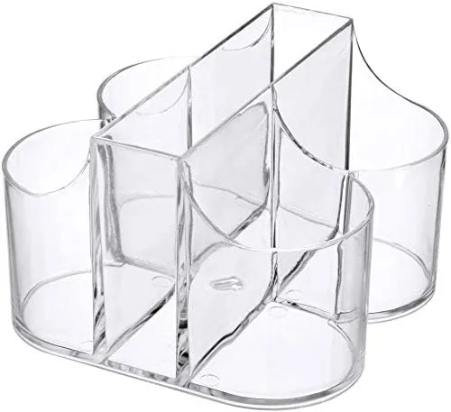 Home Collection 5 Compartment Classic Acrylic Napkin Holder with Cutlery Organizer Caddy Bin, for Spoons, Forks, Knives & Cups Divided Storage!