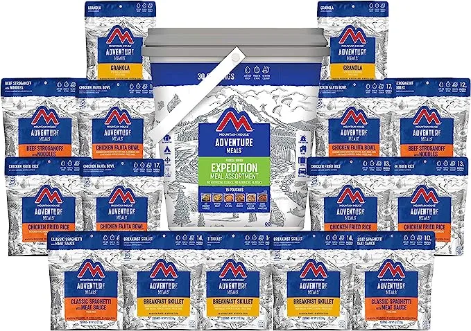 Mountain House Expedition Meal Assortment Bucket | 5 Day Meal Kit Freeze Dried Backpacking & Camping Food | 30 Servings | 30 Years Shelf Life