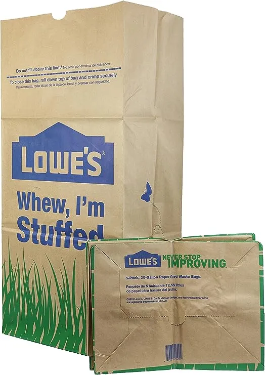 Lowe's H&PC-75419 25 Count 30 Gallon Heavy Duty Brown Paper Lawn and Refuse Bags