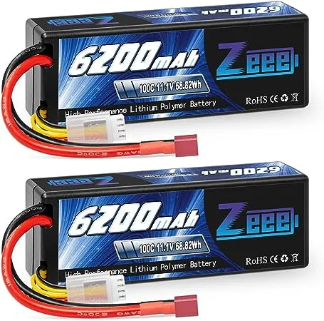 3S Lipo Battery 6200mAh 11.1V 100C Hard Case RC Battery with Deans T Connector