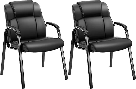 edx Waiting Room Chairs - Reception Chairs Office Guest Chairs Set of 2, Conference Room Chairs Lobby Chairs with Padded Arms, PU Leather Executive Office Desk Chair No Wheels