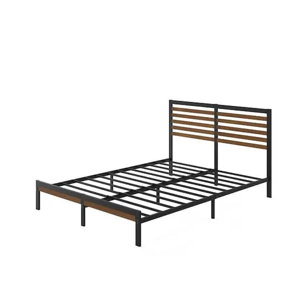 Zinus Platform Bed Frame 39&#034; x 60.2&#034; 83&#034; Queen Bamboo Metal Bed Frame Brown