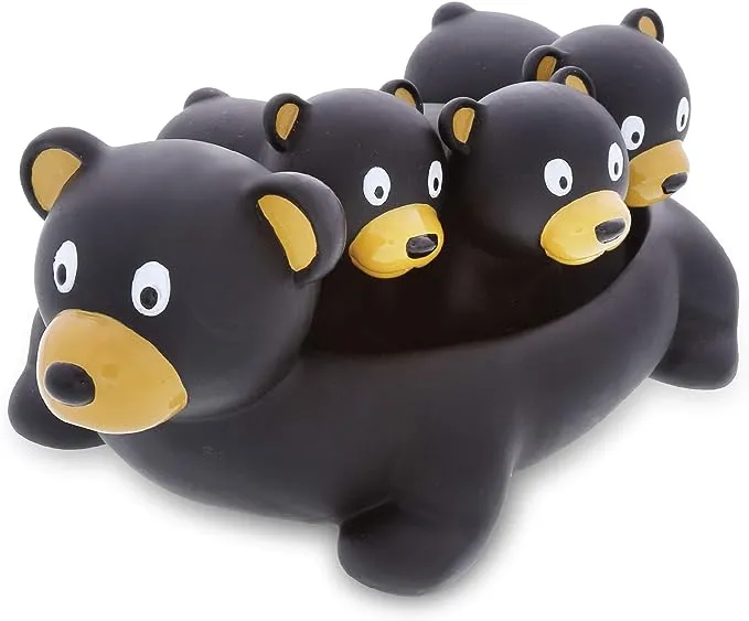 Dollibu Black Bear Family Animal Bath Squirters 4 Piece Bath Toy Set, Children Bath Toys for Bathtime & Water Fun, Girls & Bo