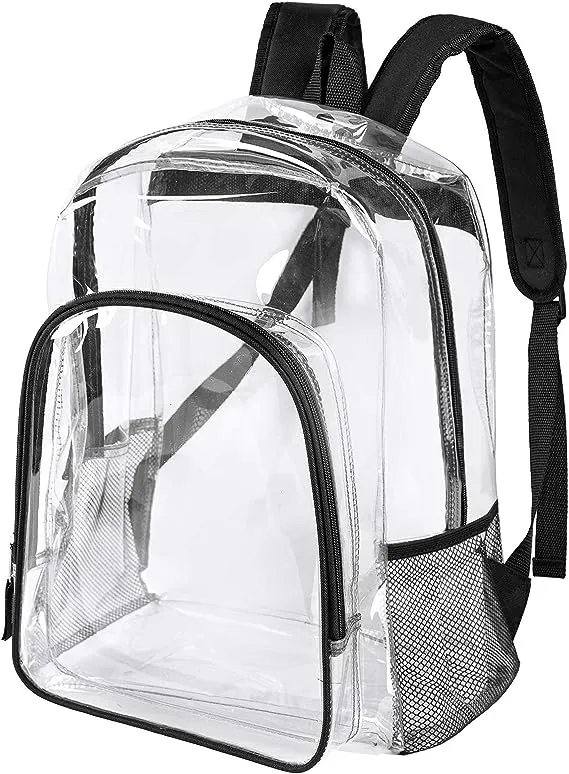 Fomaris Clear Backpack Heavy Duty Clear Bookbag Transparent Backpack See Through Plastic Bookbags for School, Work,Concert,College (Black)Fomaris Clear Backpack Heavy Duty Clear Bookbag Transpa…