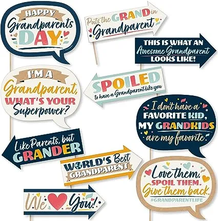 Big Dot of Happiness Funny Happy Grandparents Day - Grandma & Grandpa Party Photo Props - Photo Booth Prop Kit - Happy Grandparents Day Decorations- Party Photo Props - Funny Photo Props - 10 Piece