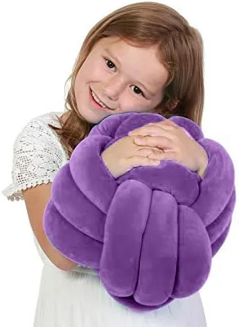 Playlearn Cuddle Ball Knot Pillow - Sensory Pillow – Plush Toy Hugging Pillow – Calming Stress Relief Toy for Kids – Lilac