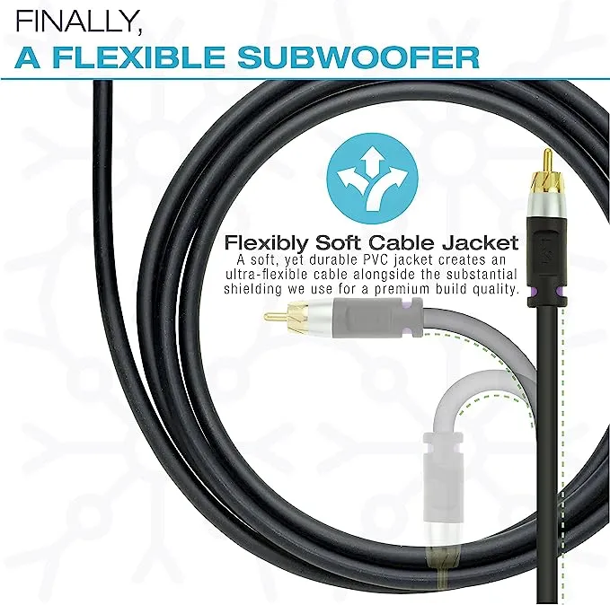 Mediabridge ULTRA Series Subwoofer Cable (15 Feet) - Dual Shielded with Gold Plated RCA to RCA Connectors - BlackMediabridge ULTRA Series Subwoofer Cable (15 Feet) -…