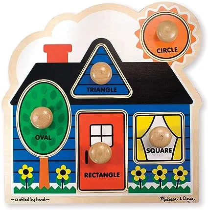 Melissa & Doug First Shapes Jumbo Knob Wooden Puzzle - Wooden Peg Chunky Baby Puzzle, Preschool Learning Shapes Knob Puzzle Board For Toddlers Ages 1+