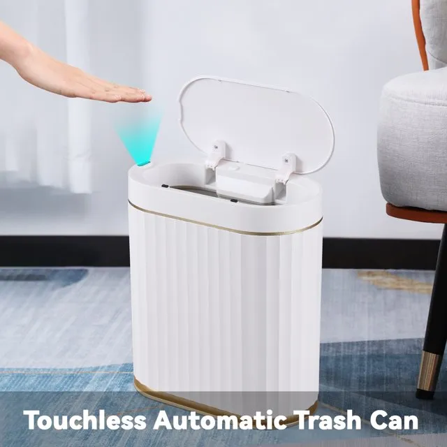 Mini Trash Can with Lid- ELPHECO Small Desktop Trash Can with Lid, 1.3 Gallon Countertop Automatic Garbage Can, Small Plastic Tabletop Motion Sensor W