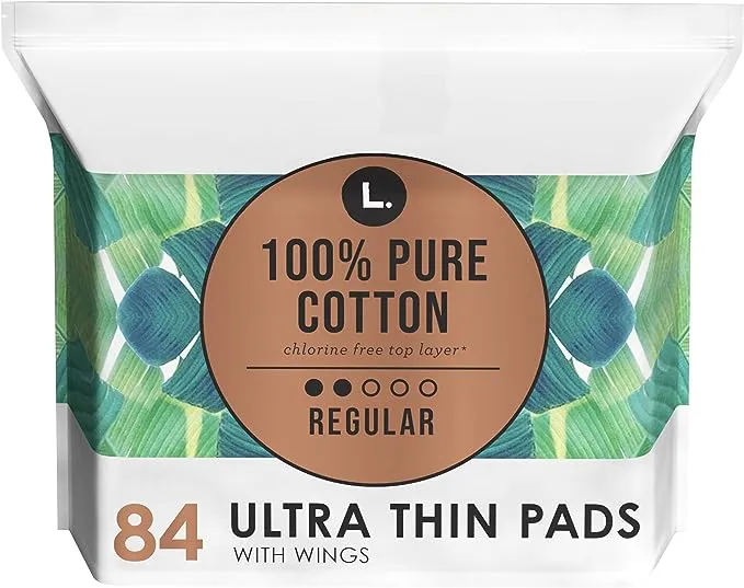 L. Organic Cotton Topsheet Ultra Thin Regular Absorbency Pads - 56 Ct