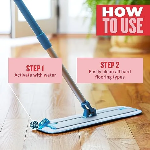 E-Cloth Deep Clean Mop for Floor Cleaning with Reusable Microfiber Mop Head - Blue/Silver