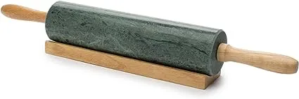 Fox Run Marble Rolling Pin and Base, Green 2.5 x 18 x 3 inches