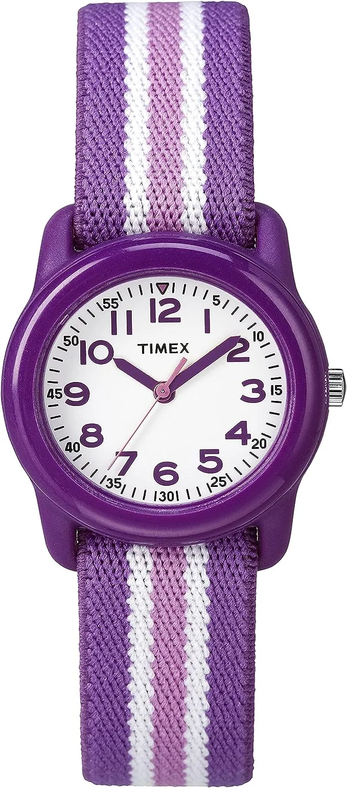 TIMEX TIME MACHINES® 29mm Purple Stripe Elastic Fabric Kids Watch