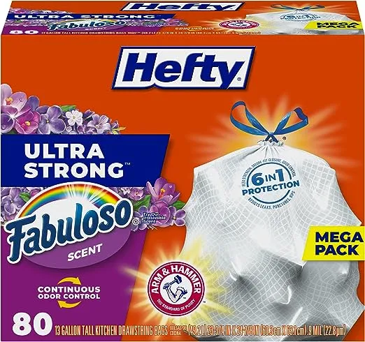 Hefty Ultra Strong Tall Kitchen Bags, Drawstring, Fabuloso Scent, 13 Gallon, Super Mega Pack - 110 bags