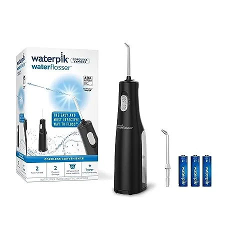 Waterpik Cordless Water Flosser, Battery operated & Portable for Travel & Home, ADA Accepted Cordless Express, Black WF-02