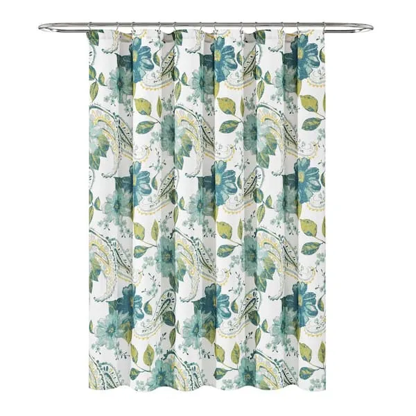 Lush Decor Floral Paisley Shower Curtain, 72" x 72", Blue