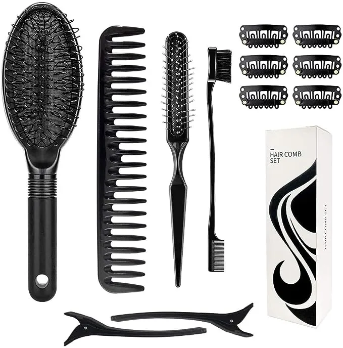 Wig Brush Comb Set (12pcs) - Professional Styling Tools for Wigs &amp; Extensions