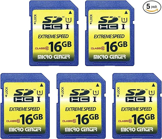 16GB Class 10 SDHC Flash Memory Card 10 Pack Standard Full Size SD Card USH-I U1 Trail Camera Memory Card by Micro Center (10 Pack)